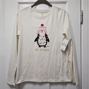 ❄️🐧Girls Holiday Penguin Long Sleeve Christmas Top “Let It Snow” 🐧❄️ XXL